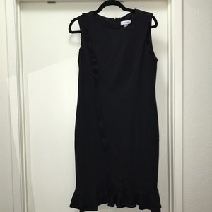 Calvin Klein women’s sz 8 black sleeveless dress w ruffle new w tag